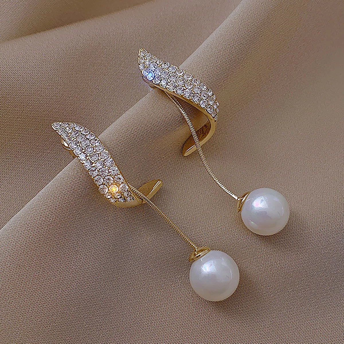 Silver Bow Diamond & Pearl Stud Earrings